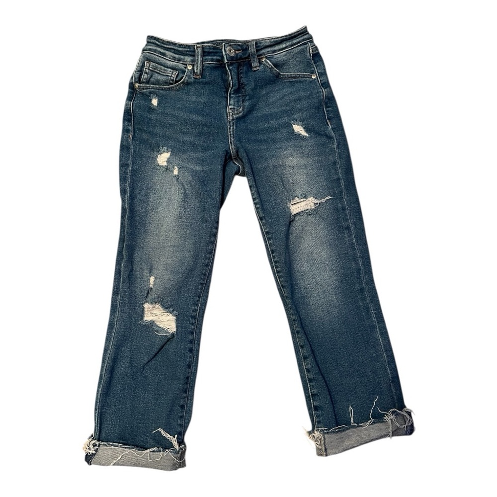 Jag Jeans Carter Girlfriend Distressed Denim Jeans in Blue